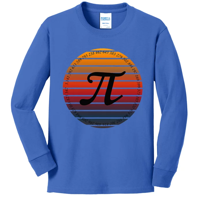 Retro Vintage Pi Day Spiral Pi Math Tee For Pi Day 3.14 Kids Long Sleeve Shirt