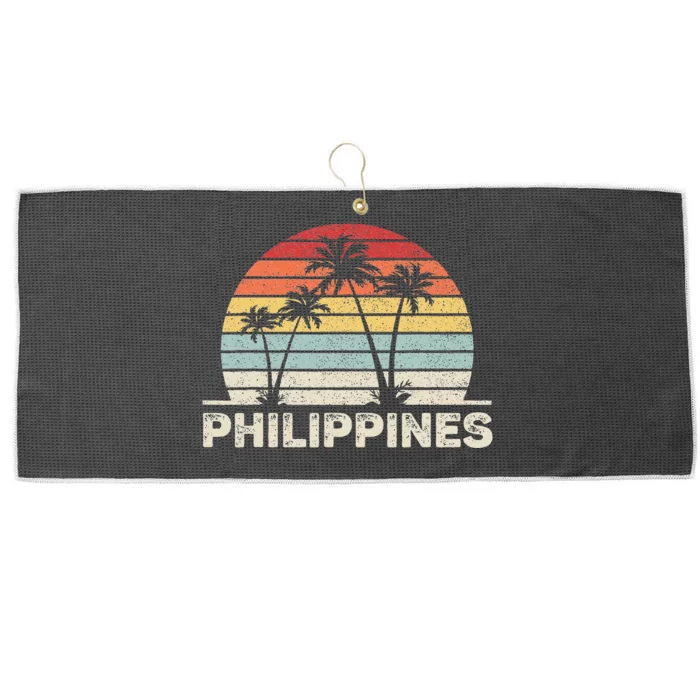 Retro Vintage Philippines Large Microfiber Waffle Golf Towel