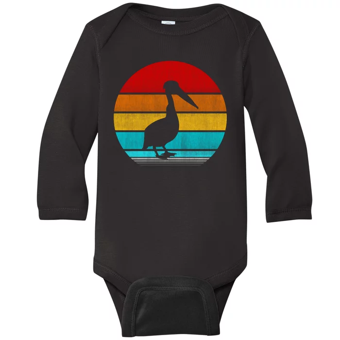 Retro Vintage Pelican Baby Long Sleeve Bodysuit