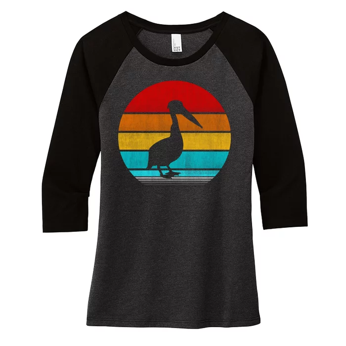 Retro Vintage Pelican Women's Tri-Blend 3/4-Sleeve Raglan Shirt