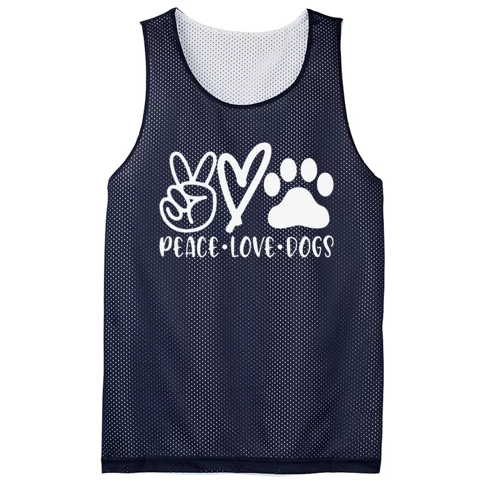 Retro Vintage Peace Love Dog Funny Dog Lover Gifts Mesh Reversible Basketball Jersey Tank