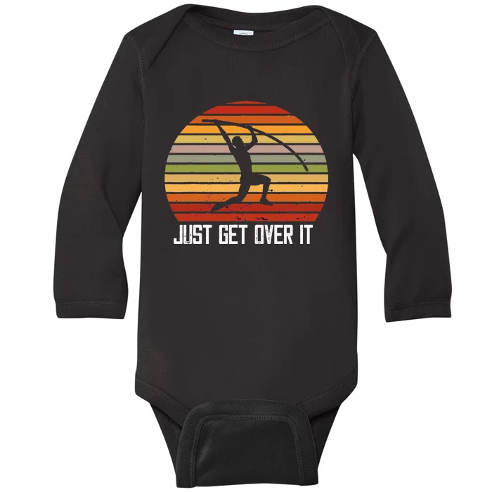 Retro Vintage Pole Vaulting Just Get Over It Pole Vault Baby Long Sleeve Bodysuit