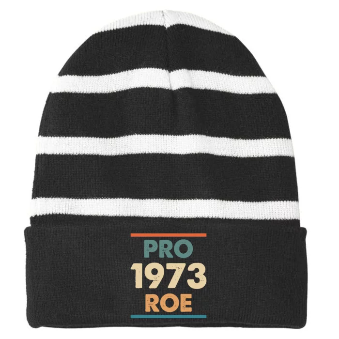 Retro Vintage Pro Roe 1973 T Striped Beanie with Solid Band