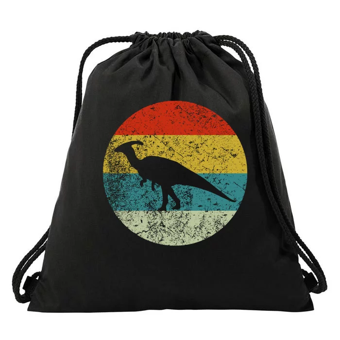 Retro Vintage Parasaurolophus Drawstring Bag