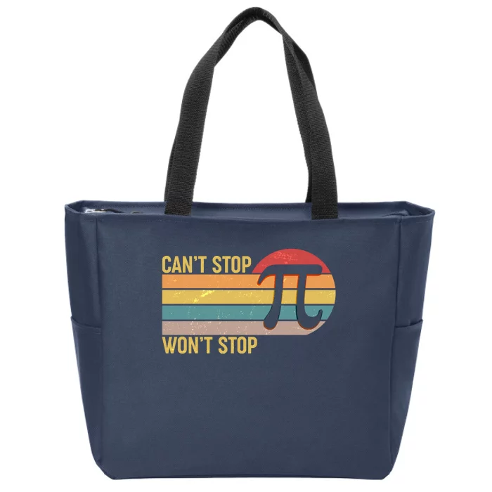 Retro Vintage Pi Day 314 Can't Stop Won't Stop Zip Tote Bag