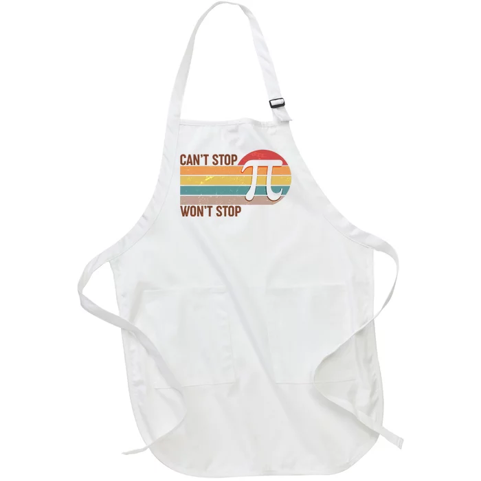 Retro Vintage Pi Day 314 Can't Stop Won't Stop Full-Length Apron With Pocket