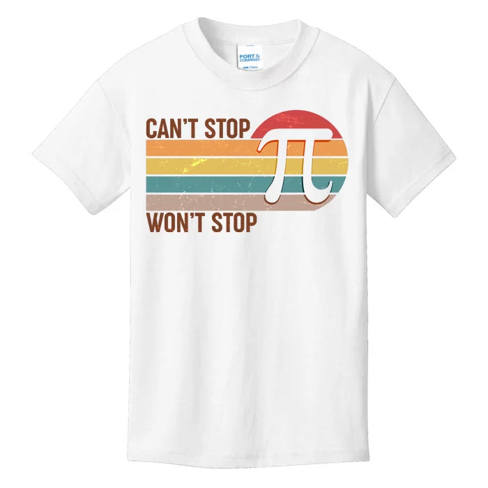 Retro Vintage Pi Day 314 Can't Stop Won't Stop Kids T-Shirt