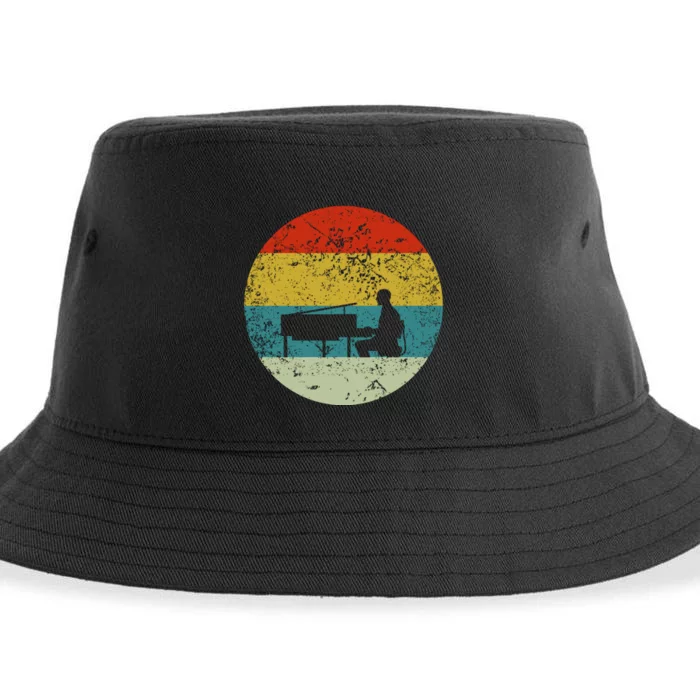 Retro Vintage Piano Player Sustainable Bucket Hat