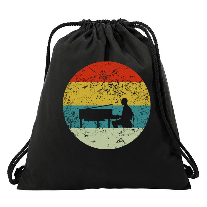 Retro Vintage Piano Player Drawstring Bag