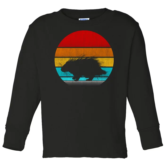 Retro Vintage Porcupine Toddler Long Sleeve Shirt