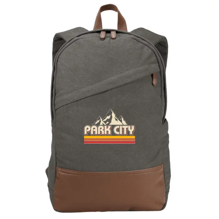 Retro Vintage Park City Utah Mountain Logo Cotton Canvas Backpack