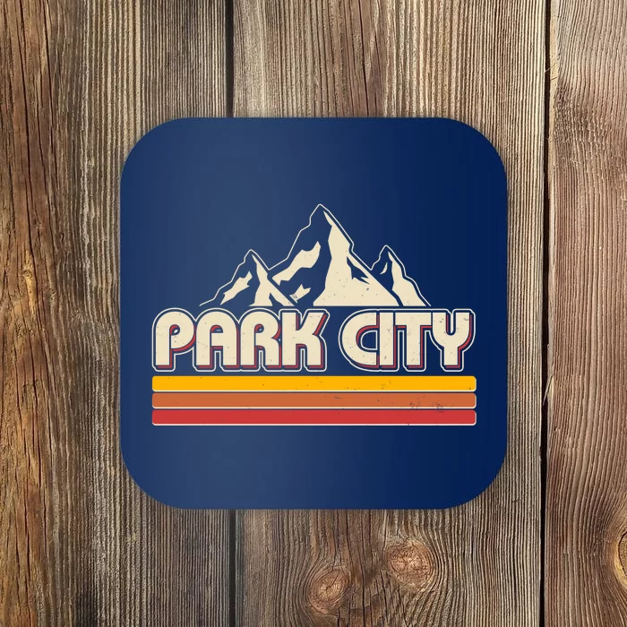 Retro Vintage Park City Utah Mountain Logo Coaster