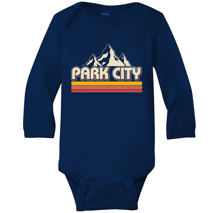 Retro Vintage Park City Utah Mountain Logo Baby Long Sleeve Bodysuit