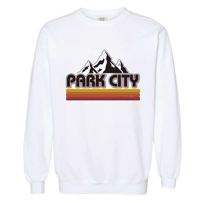 Retro Vintage Park City Utah Mountain Logo Garment-Dyed Sweatshirt