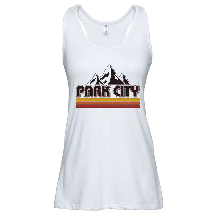 Retro Vintage Park City Utah Mountain Logo Ladies Essential Flowy Tank