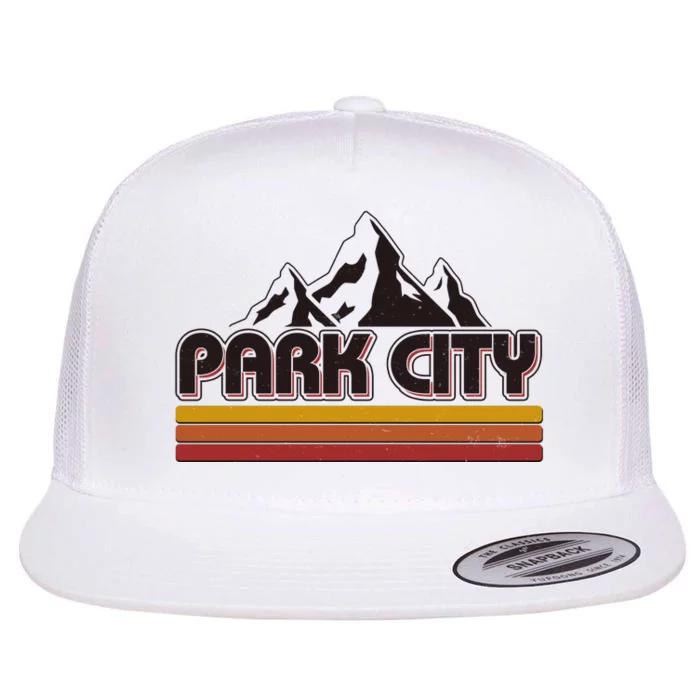 Retro Vintage Park City Utah Mountain Logo Flat Bill Trucker Hat