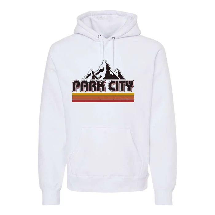 Retro Vintage Park City Utah Mountain Logo Premium Hoodie