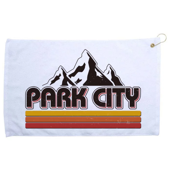 Retro Vintage Park City Utah Mountain Logo Grommeted Golf Towel