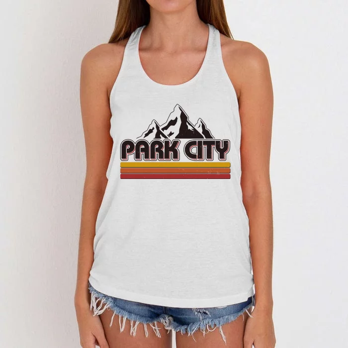 Retro Vintage Park City Utah Mountain Logo Women's Knotted Racerback Tank