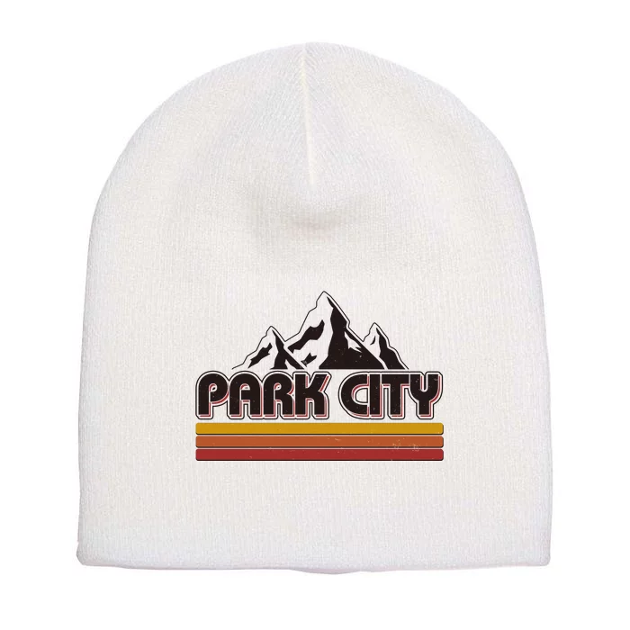 Retro Vintage Park City Utah Mountain Logo Short Acrylic Beanie