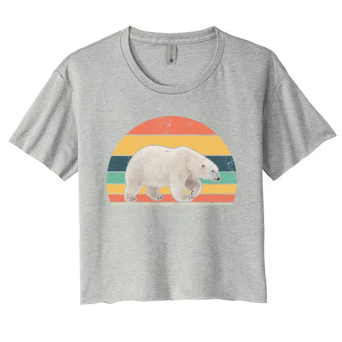 Retro Vintage Polar Bear Animal Lover Zookeeper Gift Women's Crop Top Tee