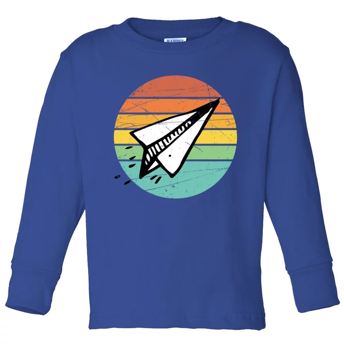 Retro Vintage Paper Airplane Lover Aviation Day Gift Ideas Meaningful Gift Toddler Long Sleeve Shirt