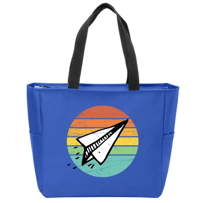 Retro Vintage Paper Airplane Lover Aviation Day Gift Ideas Meaningful Gift Zip Tote Bag