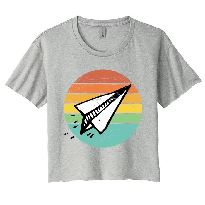 Retro Vintage Paper Airplane Lover Aviation Day Gift Ideas Meaningful Gift Women's Crop Top Tee