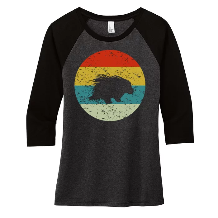 Retro Vintage Porcupine Women's Tri-Blend 3/4-Sleeve Raglan Shirt