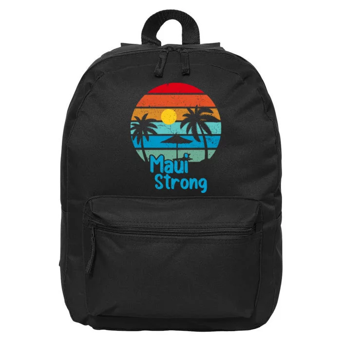 Retro Vintage Pray For Maui Hawaii Strong Wildfire Gift 16 in Basic Backpack