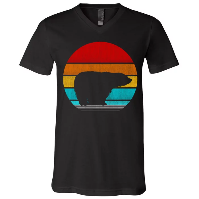 Retro Vintage Polar Bear V-Neck T-Shirt