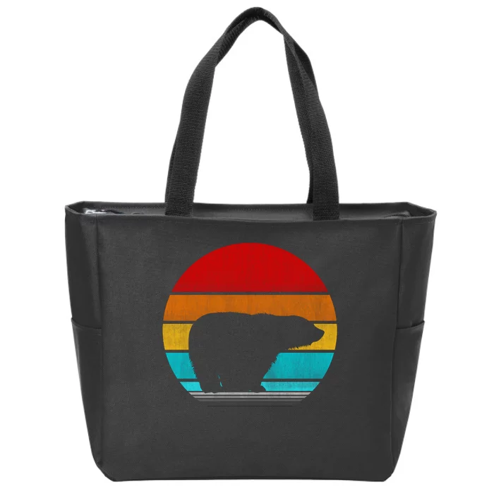 Retro Vintage Polar Bear Zip Tote Bag