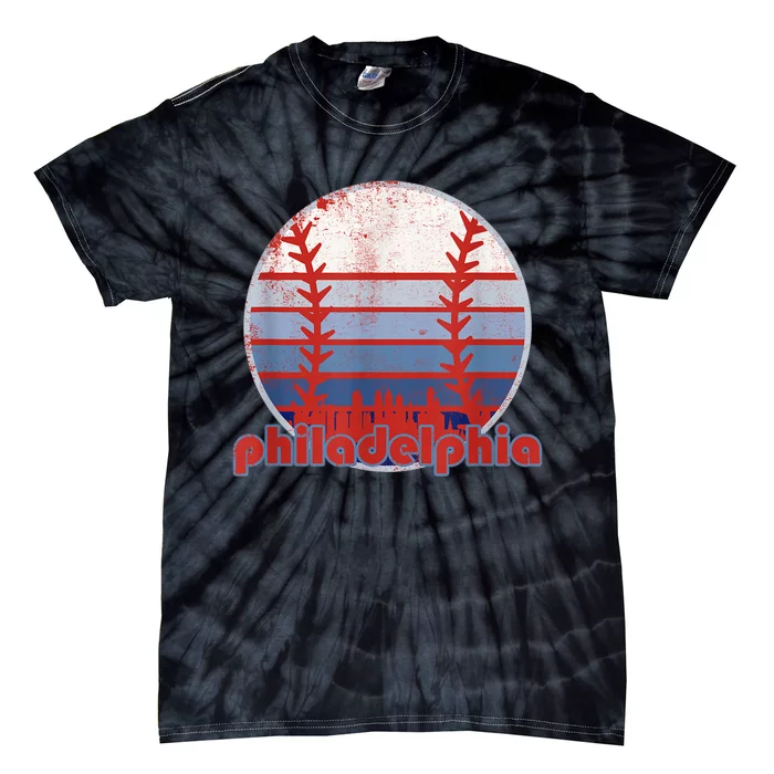 Retro Vintage Philly Baseball Skyline Cool Philadelphia Tie-Dye T-Shirt