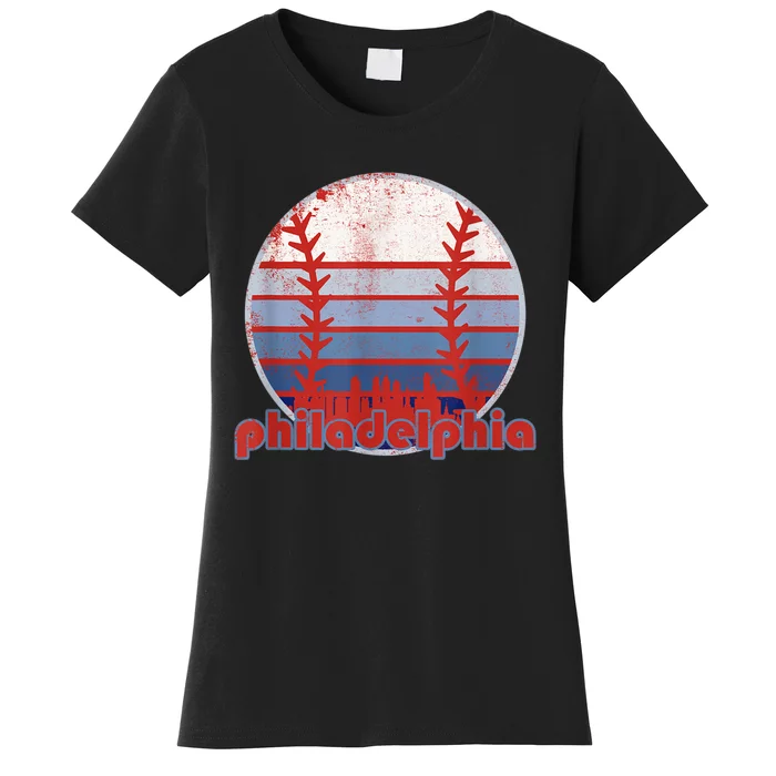 Retro Vintage Philly Baseball Skyline Cool Philadelphia Women's T-Shirt