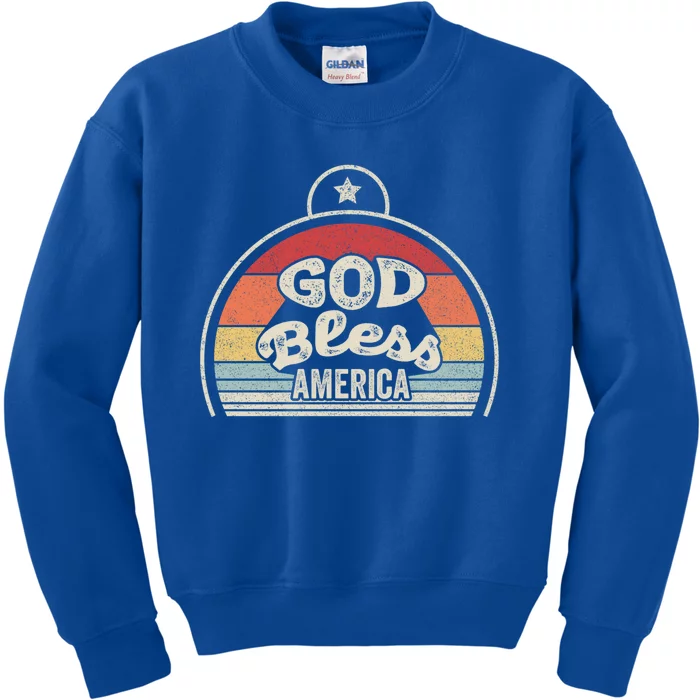 Retro Vintage Patriotic Usa God Bless America Meaningful Gift Kids Sweatshirt