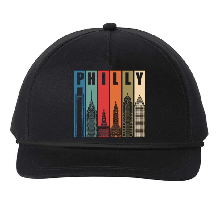 Retro Vintage Philadelphia Skyline Snapback Five-Panel Rope Hat