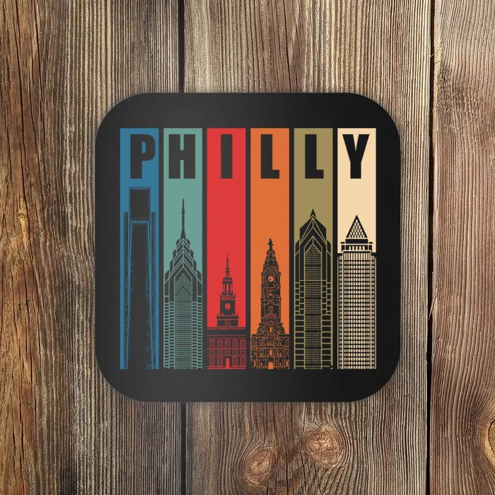 Retro Vintage Philadelphia Skyline Coaster