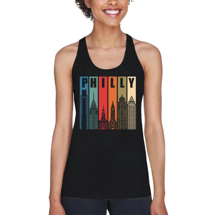 Retro Vintage Philadelphia Skyline Women's Racerback Tank