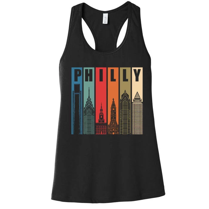 Retro Vintage Philadelphia Skyline Women's Racerback Tank