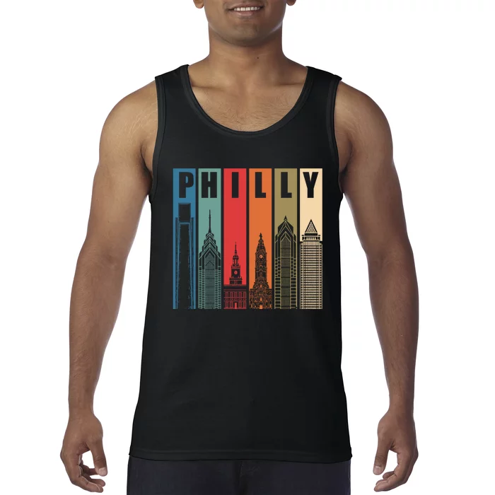 Retro Vintage Philadelphia Skyline Tank Top