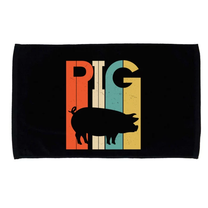 Retro Vintage Pig Silhouette Pig Lover Pig Owner Meaningful Gift Microfiber Hand Towel