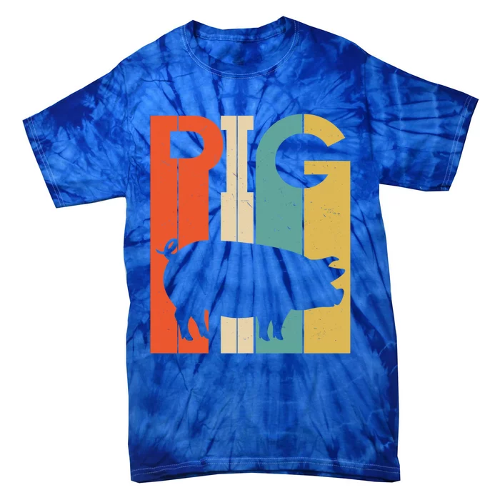 Retro Vintage Pig Silhouette Pig Lover Pig Owner Meaningful Gift Tie-Dye T-Shirt