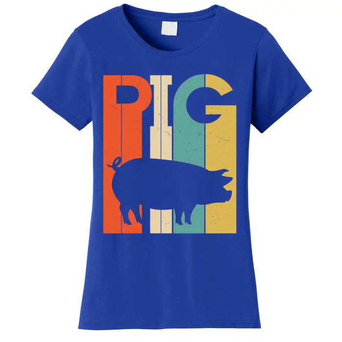 Retro Vintage Pig Silhouette Pig Lover Pig Owner Meaningful Gift Women's T-Shirt