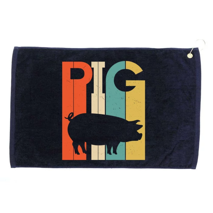 Retro Vintage Pig Silhouette Pig Lover Pig Owner Meaningful Gift Grommeted Golf Towel