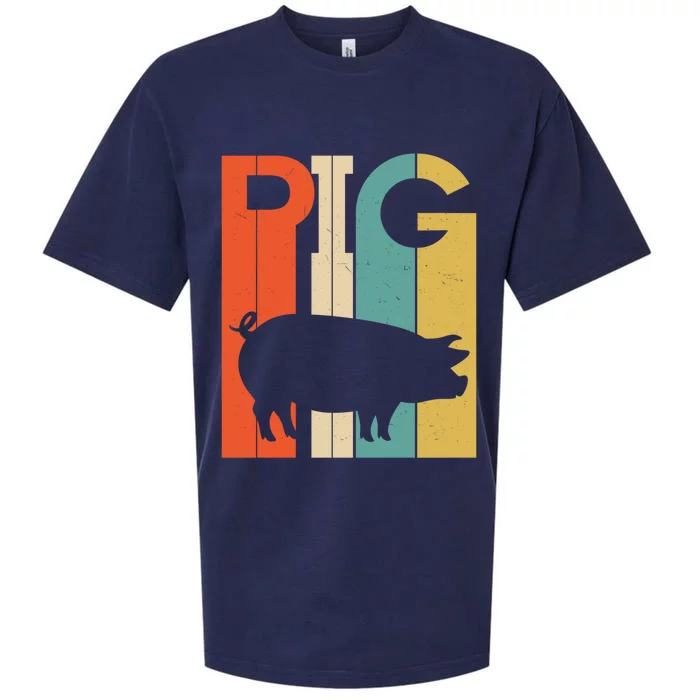 Retro Vintage Pig Silhouette Pig Lover Pig Owner Meaningful Gift Sueded Cloud Jersey T-Shirt