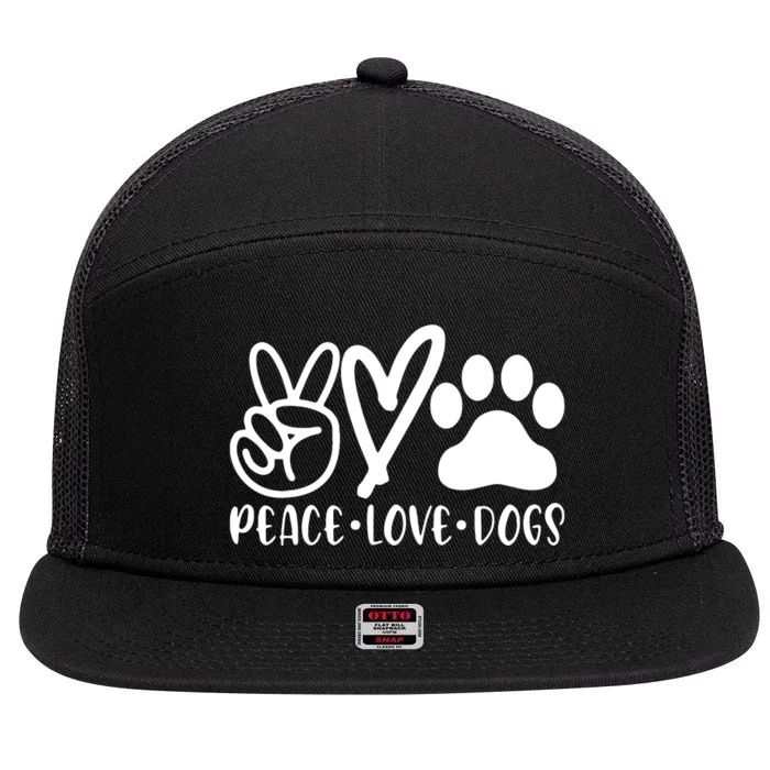 Retro Vintage Peace Love Dog Funny Dog Lover Gifts 7 Panel Mesh Trucker Snapback Hat