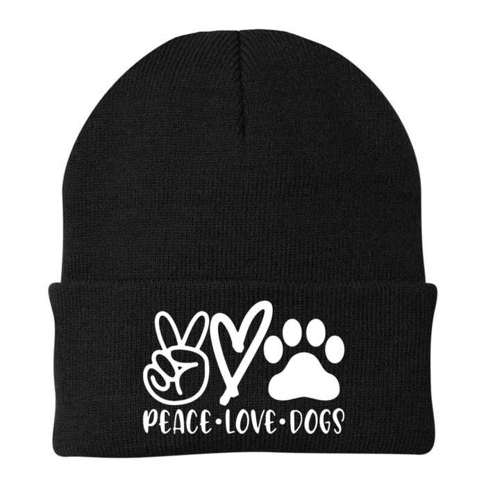 Retro Vintage Peace Love Dog Funny Dog Lover Gifts Knit Cap Winter Beanie