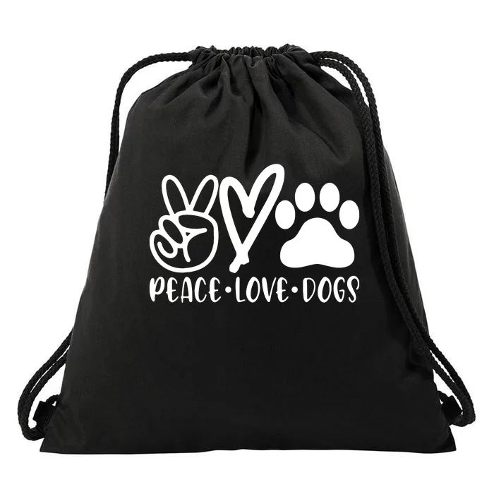 Retro Vintage Peace Love Dog Funny Dog Lover Gifts Drawstring Bag