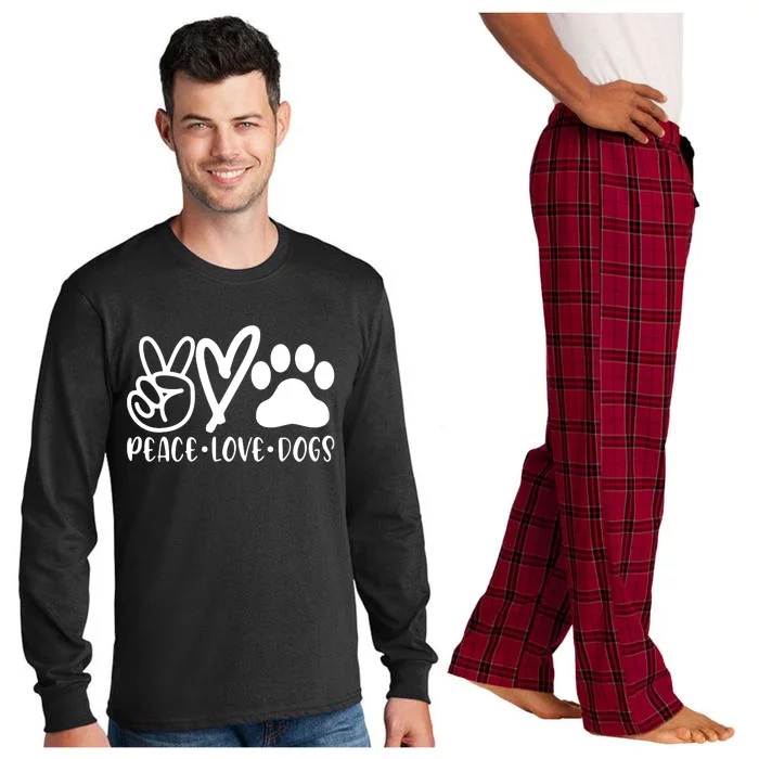 Retro Vintage Peace Love Dog Funny Dog Lover Gifts Long Sleeve Pajama Set