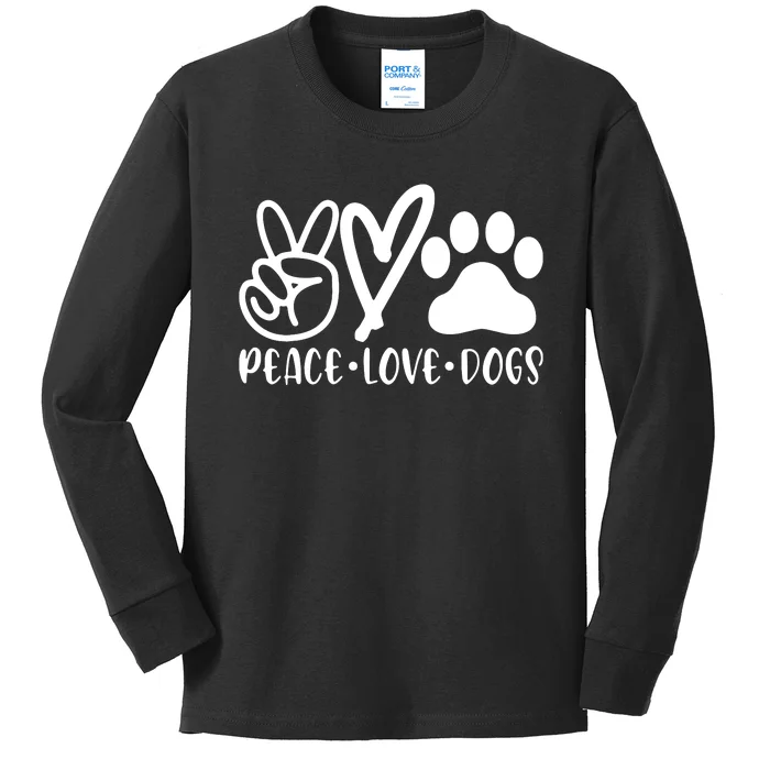 Retro Vintage Peace Love Dog Funny Dog Lover Gifts Kids Long Sleeve Shirt